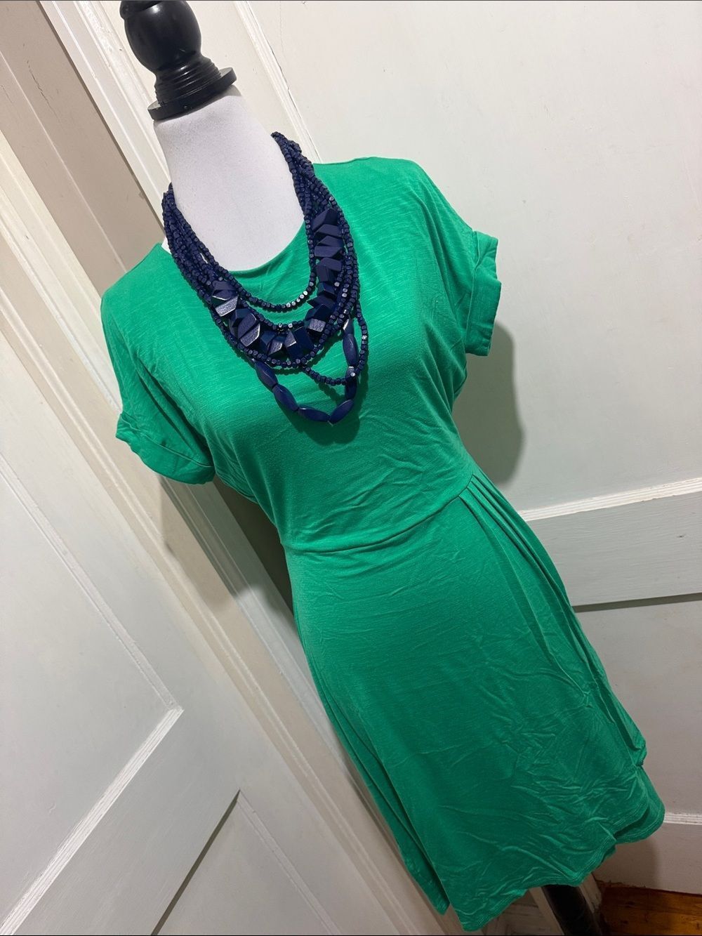 Chaps Emerald Bright Green Midi  T-Shirt Dress